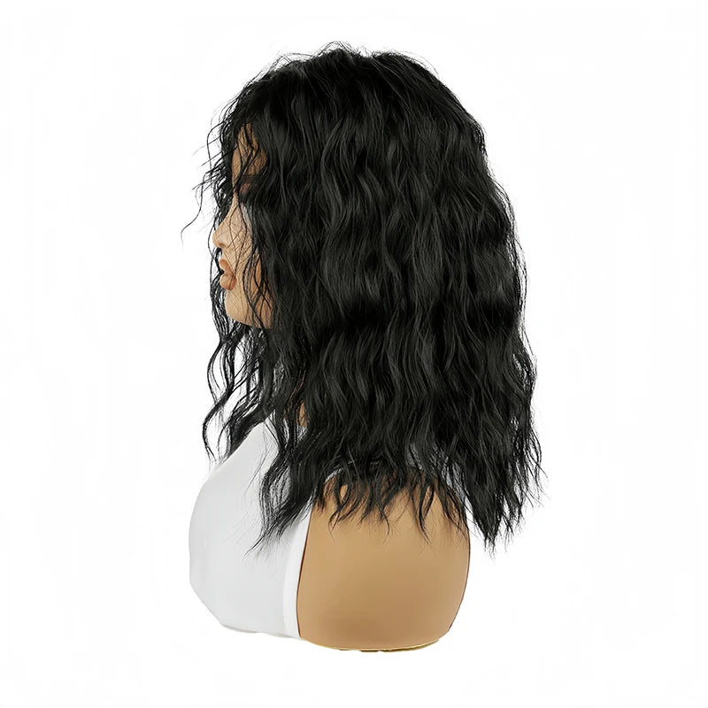 Black Wavy 16 inch Synthetic Wig