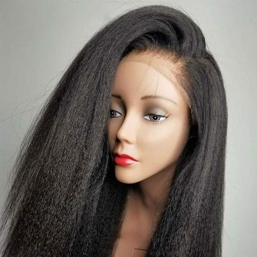 Kinky Straight Human Hair Wig Yaki Lace Front