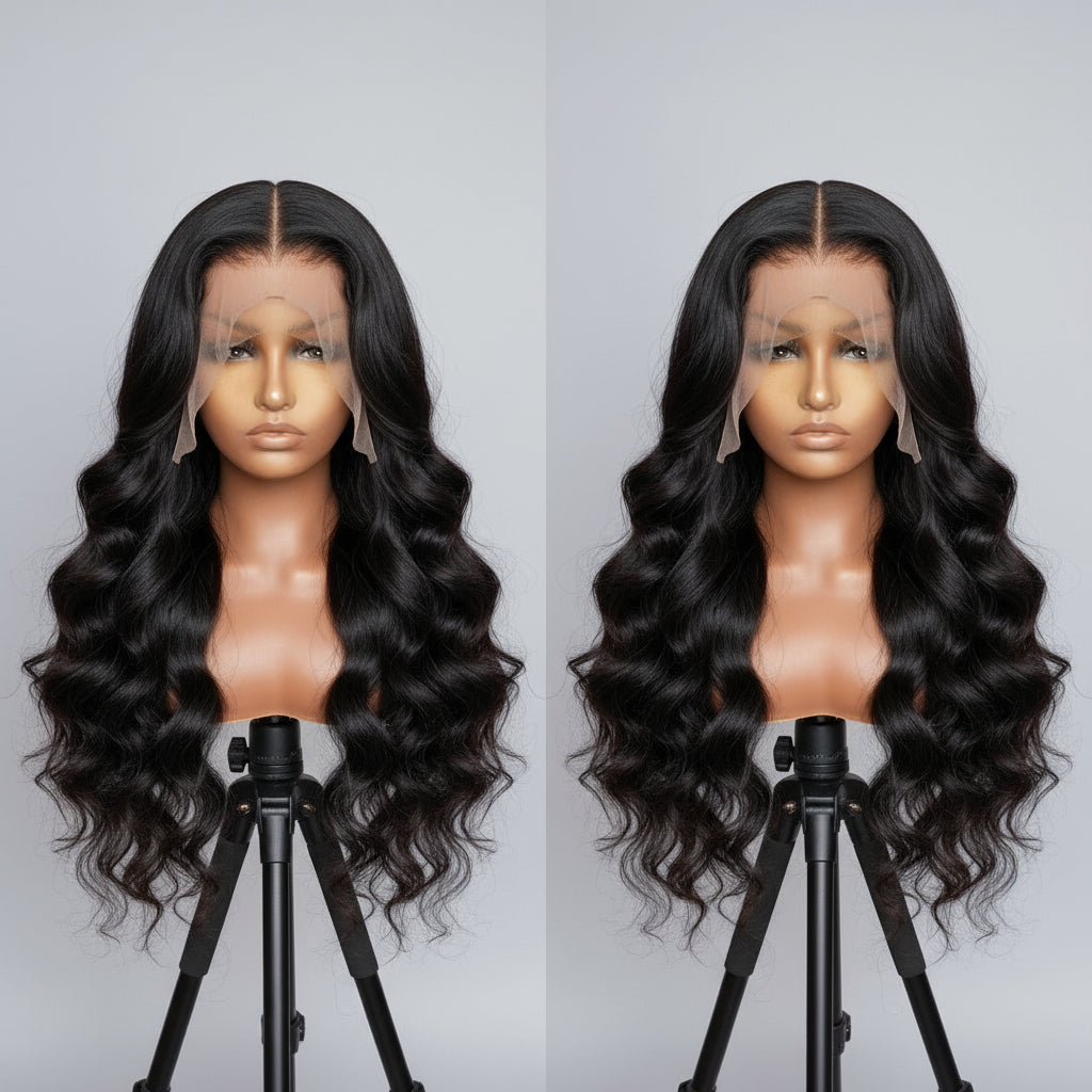 13x4 and 4x4 Black Body Wave Brazilian Lace Front Virgin Human Hair Wig