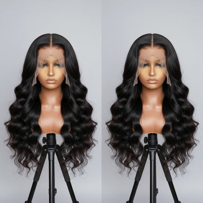13x4 and 4x4 Black Body Wave Brazilian Lace Front Virgin Human Hair Wig