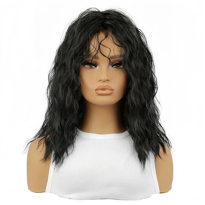 Black Wavy 16 inch Synthetic Wig