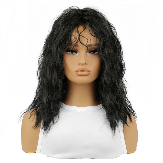 Black Wavy 16 inch Synthetic Wig