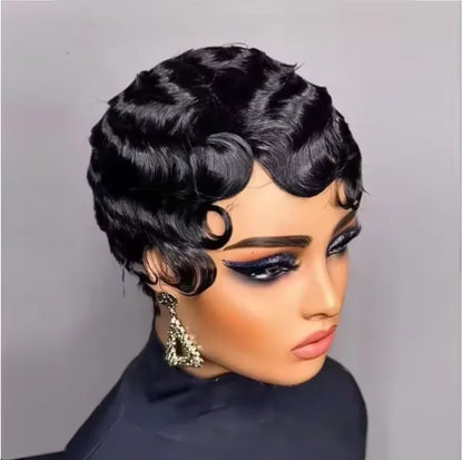 Short Pixie Cut Curly Synthetic 4 Inch Short Wig