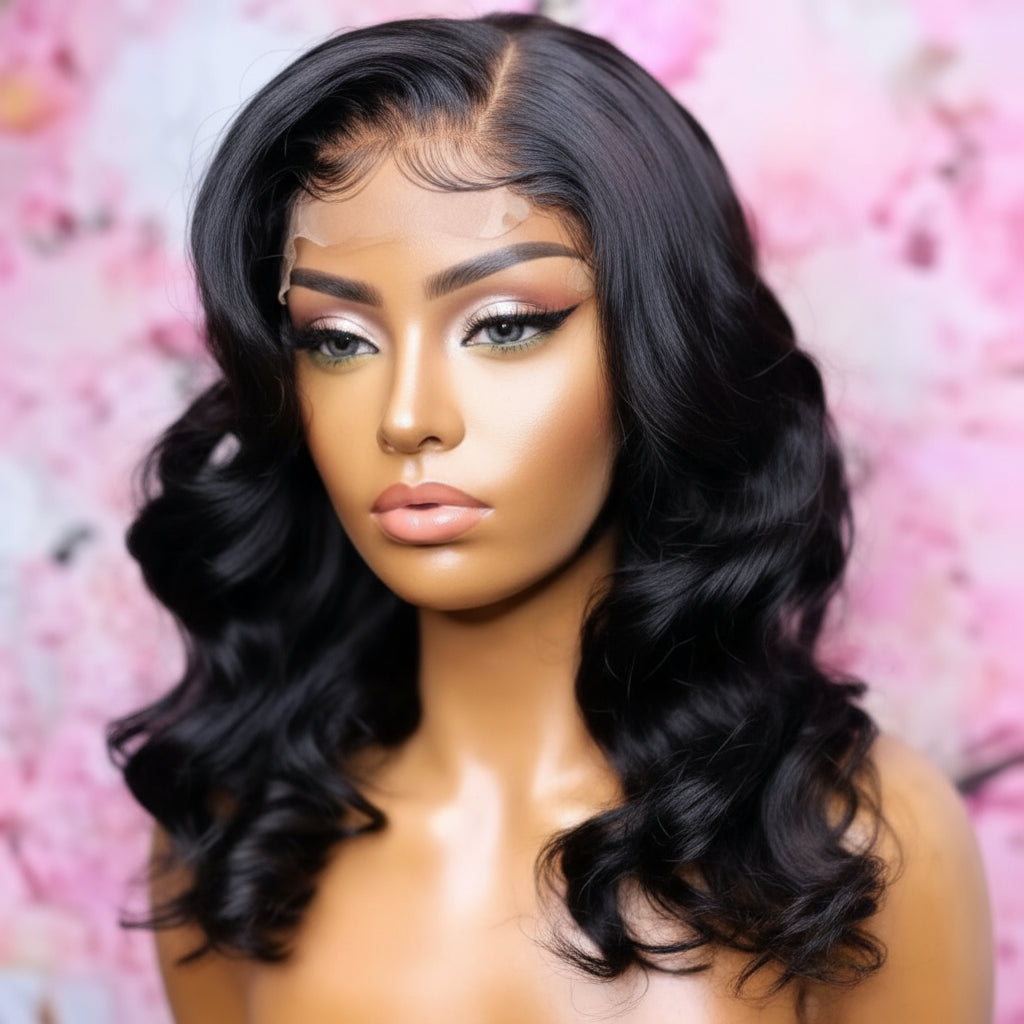 Natural Brown  Virgin Human Hair Body wave Lace Front Wig