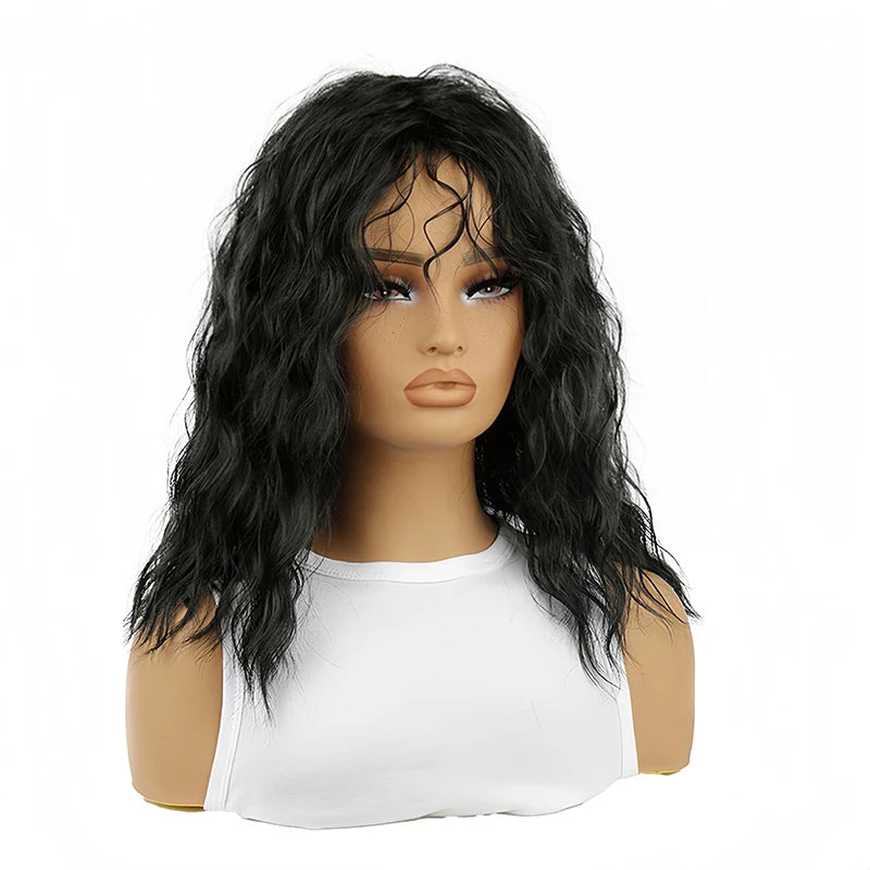 Black Wavy 16 inch Synthetic Wig