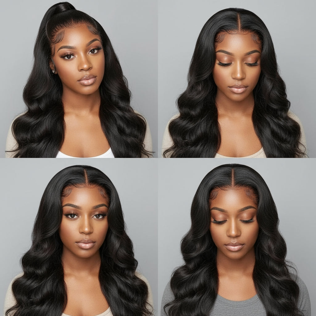 13x4 and 4x4 Black Body Wave Brazilian Lace Front Virgin Human Hair Wig