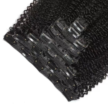 Kinky Curly Virgin Russian Human Hair Extensions  Clip-In Water Wave