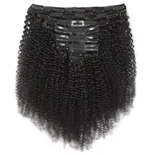 Kinky Curly Virgin Russian Human Hair Extensions  Clip-In Water Wave