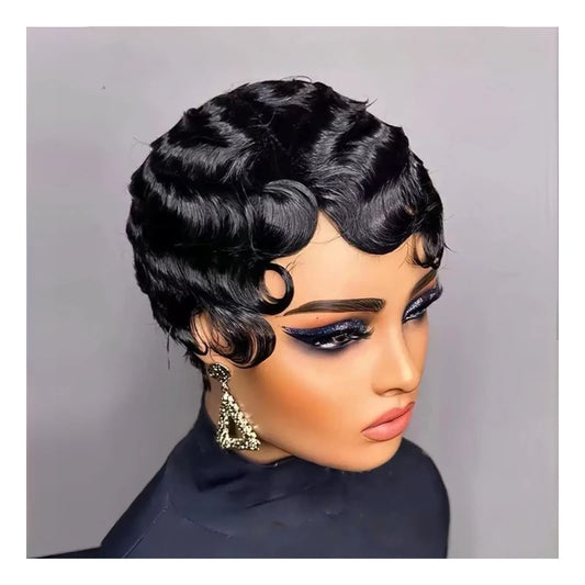 Short Pixie Cut Curly Synthetic 4 Inch Short Wig