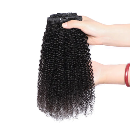 Kinky Curly Virgin Russian Human Hair Extensions  Clip-In Water Wave