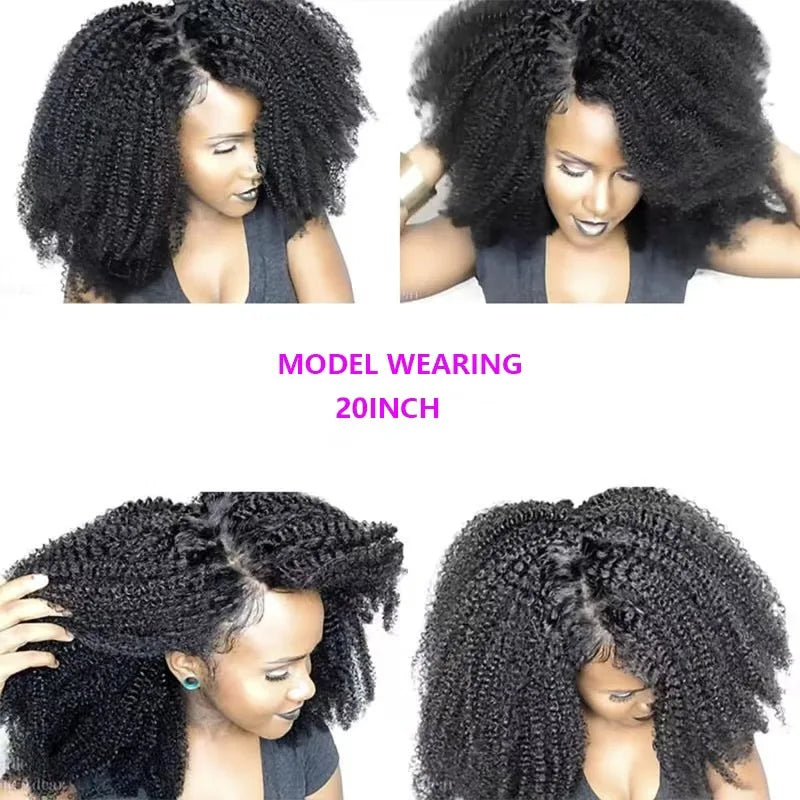 Kinky Curly Virgin Russian Human Hair Extensions  Clip-In Water Wave
