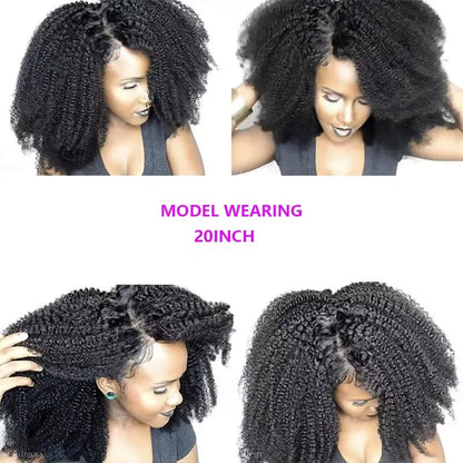 Kinky Curly Virgin Russian Human Hair Extensions  Clip-In Water Wave