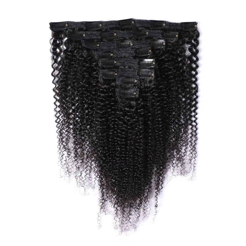 Kinky Curly Virgin Russian Human Hair Extensions  Clip-In Water Wave