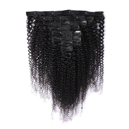Kinky Curly Virgin Russian Human Hair Extensions  Clip-In Water Wave