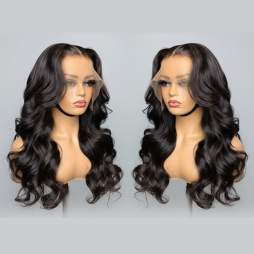 13x4 and 4x4 Black Body Wave Brazilian Lace Front Virgin Human Hair Wig