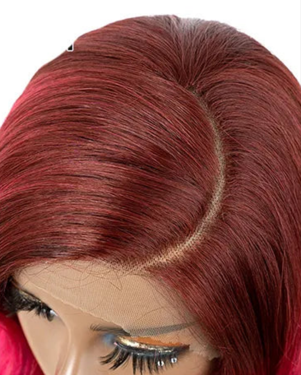 26" Body Wave C Part Synthetic Lace Front Wigs Ombre Brown Blonde Rose Red Colored Lace Front Wig