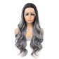 Gray Ombre Body Wavy Wig 13x4 Lace Frontal Synthetic Hair 26 Inches