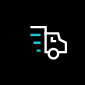 White truck icon on a black background