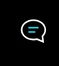 White speech bubble icon on a black background