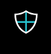 Shield icon with a blue checkmark on a black background