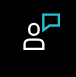 Logo of a person with a square icon on a black background