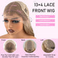 Gray Bone Straight  Brazilian Human Hair Wigs 13x4 Transparent Lace Frontal Wig With Bangs