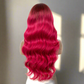 26" Body Wave C Part Synthetic Lace Front Wigs Ombre Brown Blonde Rose Red Colored Lace Front Wig
