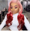 Pink to Red Ombre Body Wave Lace Front Wig