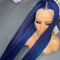 Dark Blue Synthetic Straight Lace Front Wig