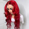 Loose Wave Bright Red Blonde Transparent Lace Front Synthetic Hair Wig